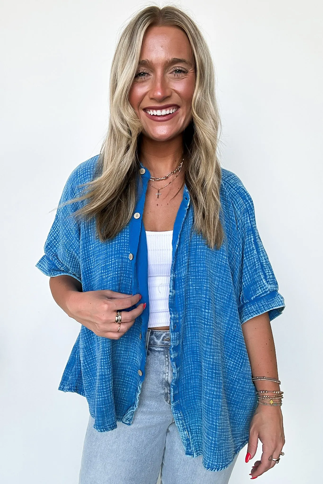 Carleen Washed Gauze Button Down Top - BACK IN STOCK