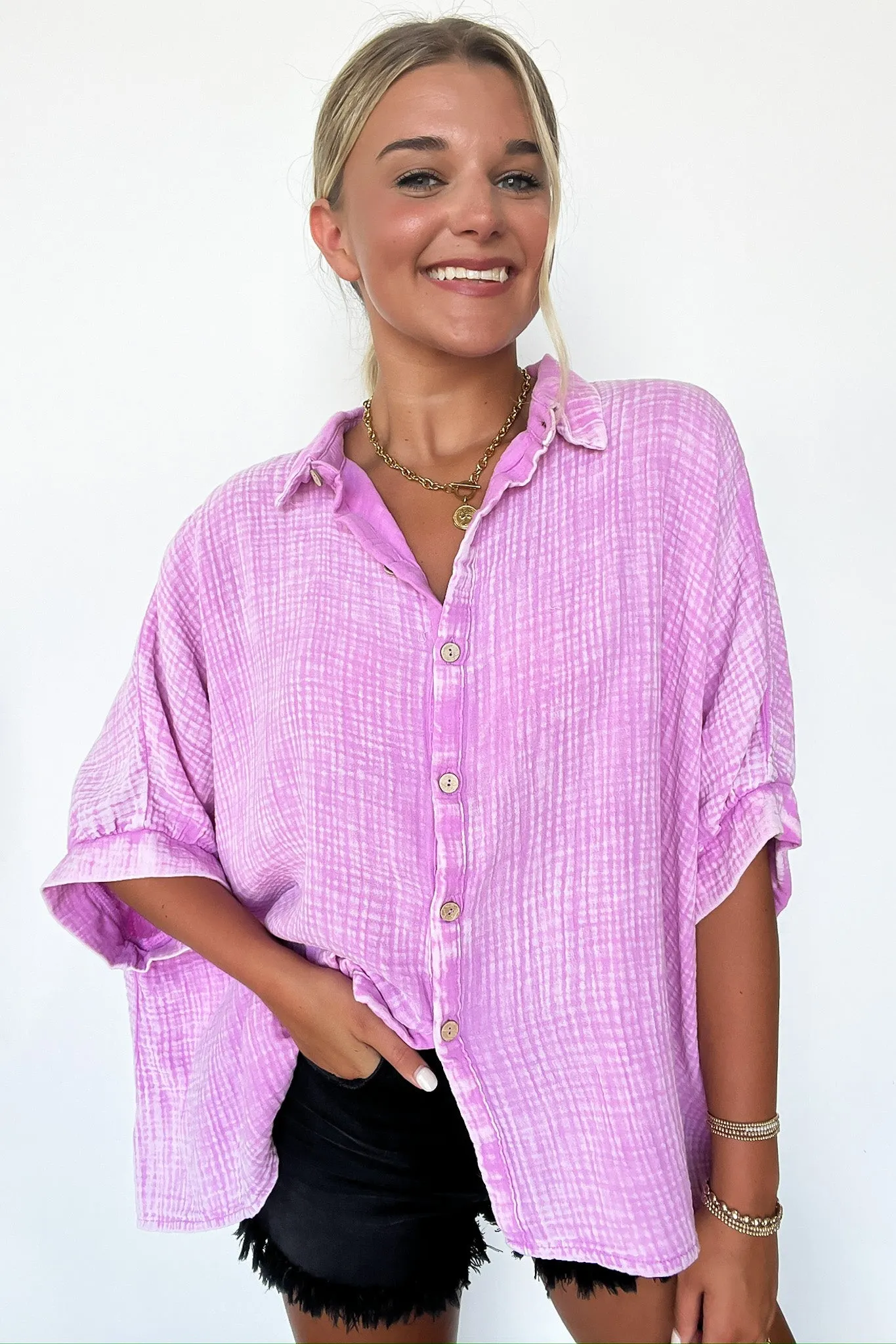 Carleen Washed Gauze Button Down Top - BACK IN STOCK