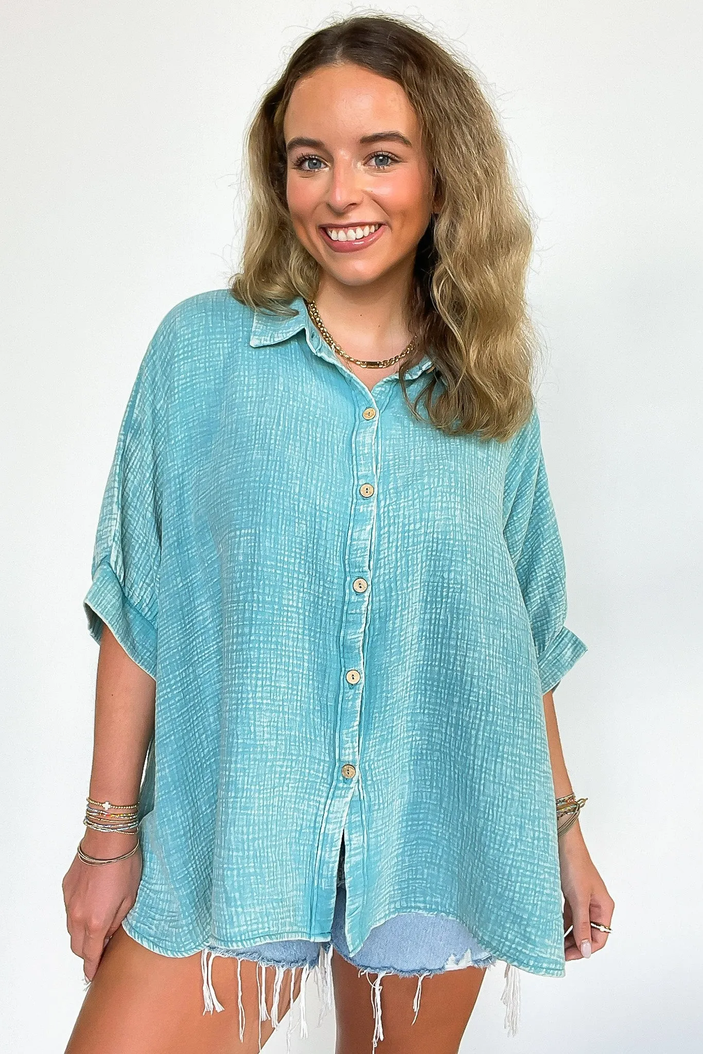 Carleen Washed Gauze Button Down Top - BACK IN STOCK