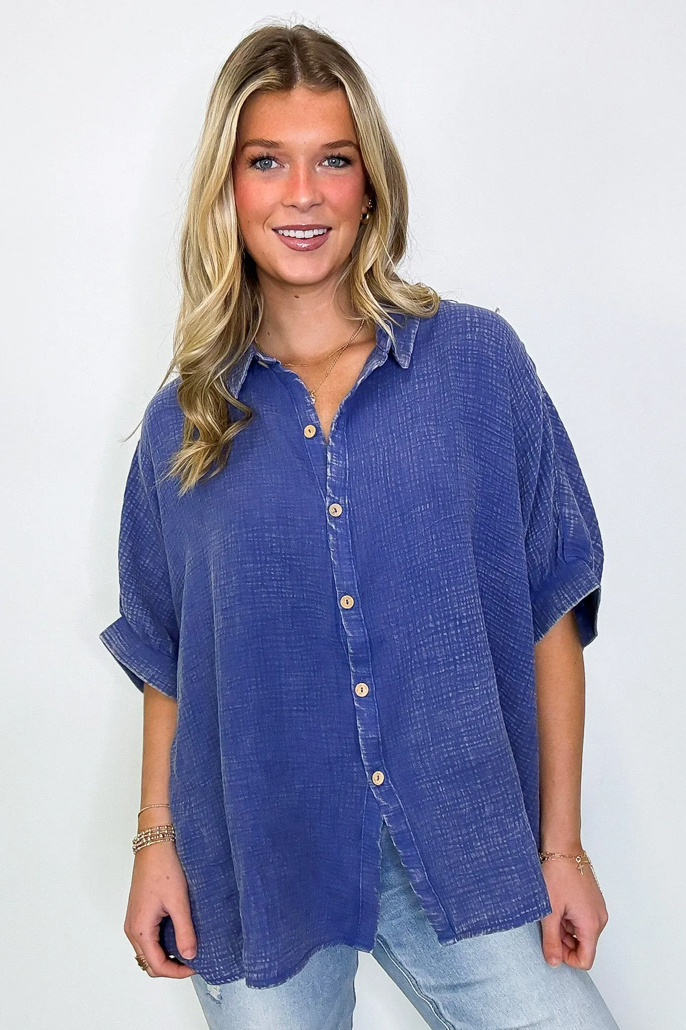 Carleen Washed Gauze Button Down Top - BACK IN STOCK