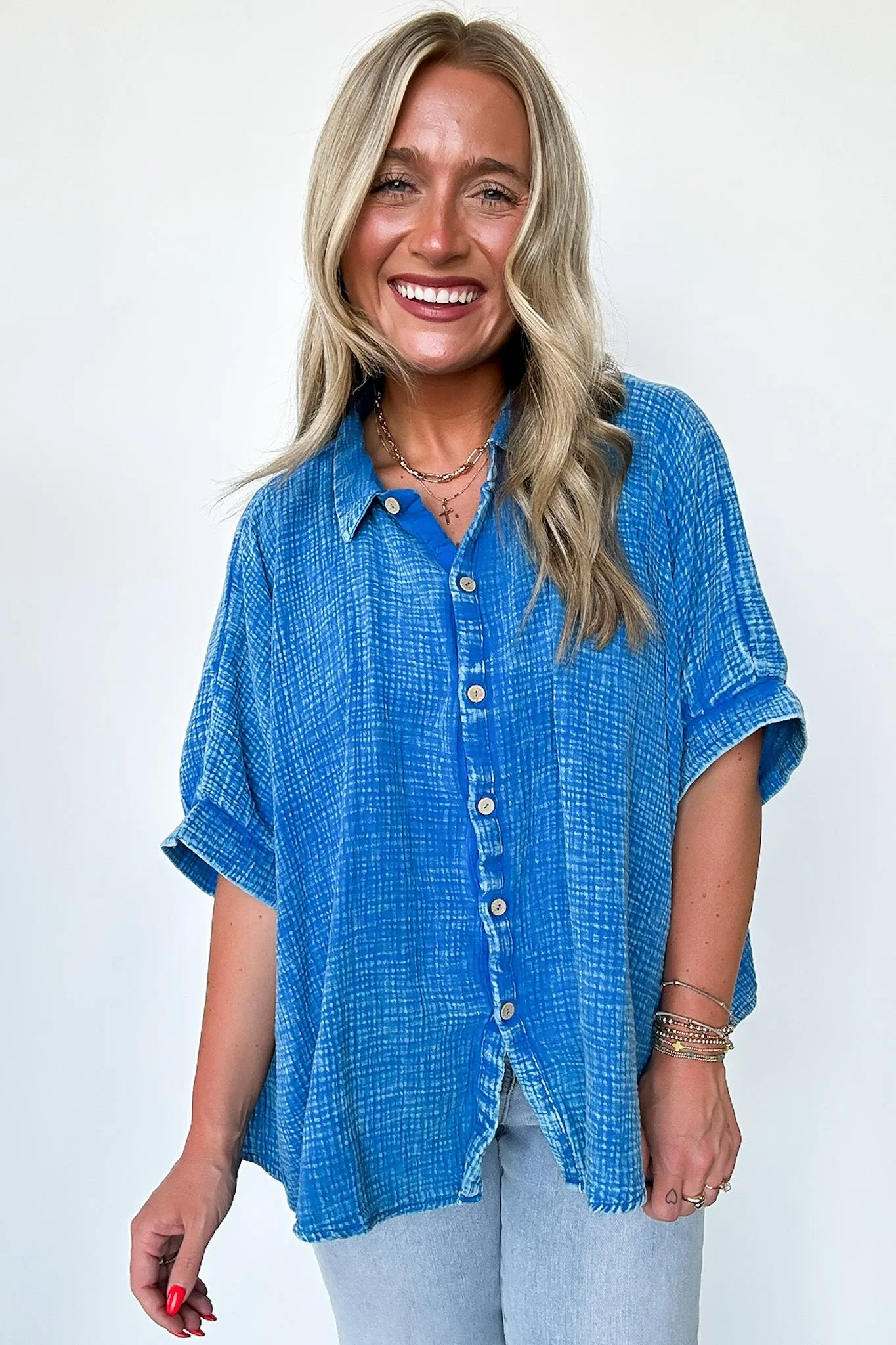 Carleen Washed Gauze Button Down Top - BACK IN STOCK