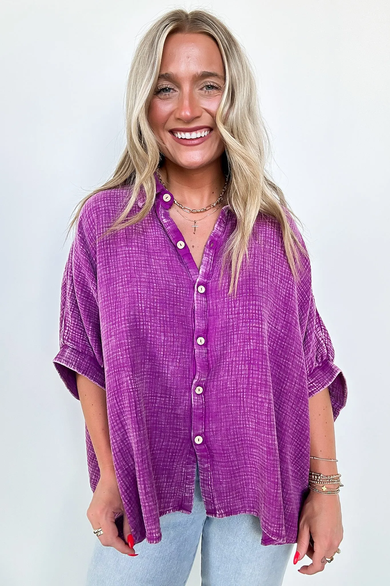 Carleen Washed Gauze Button Down Top - BACK IN STOCK