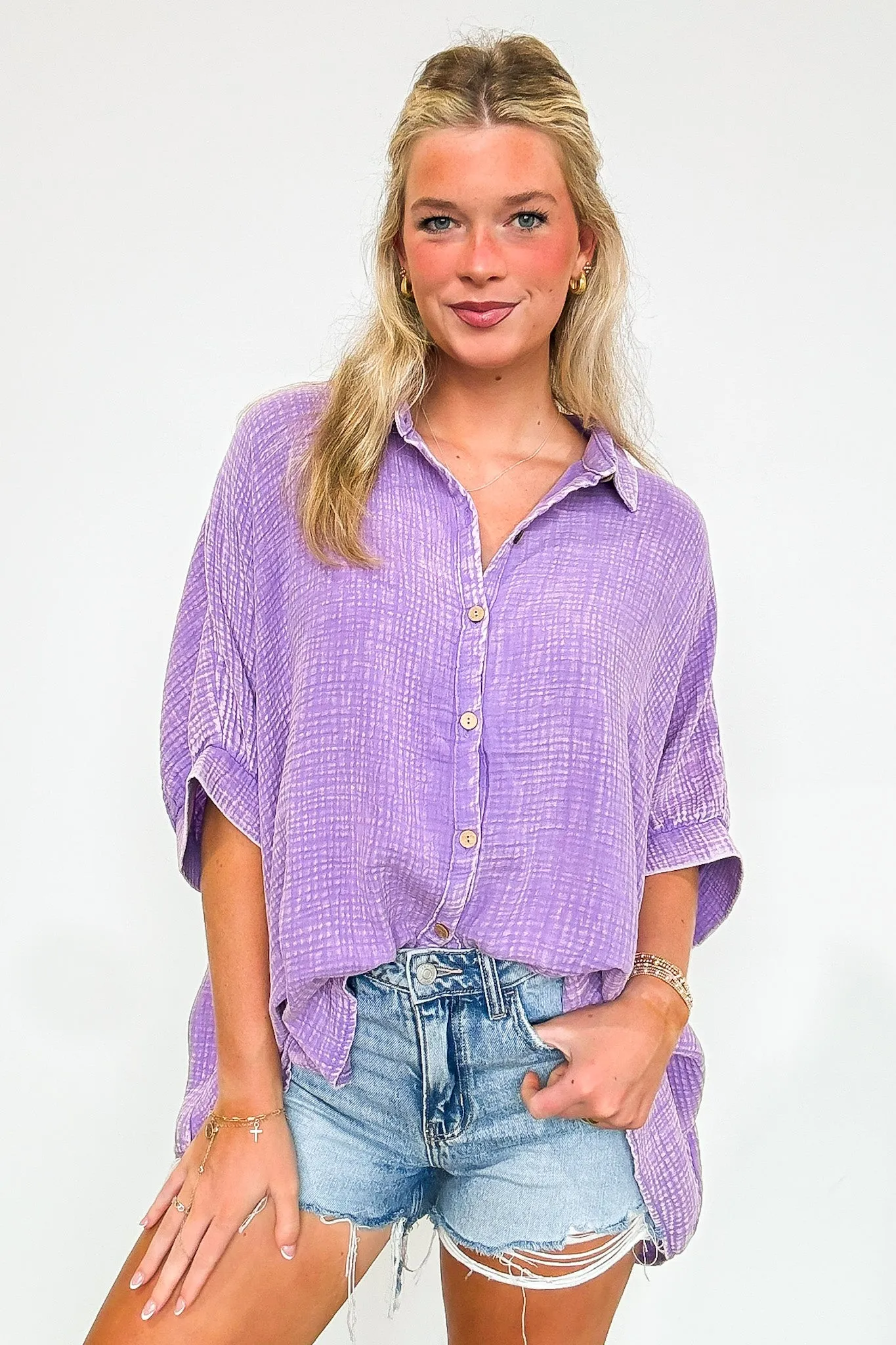 Carleen Washed Gauze Button Down Top - BACK IN STOCK