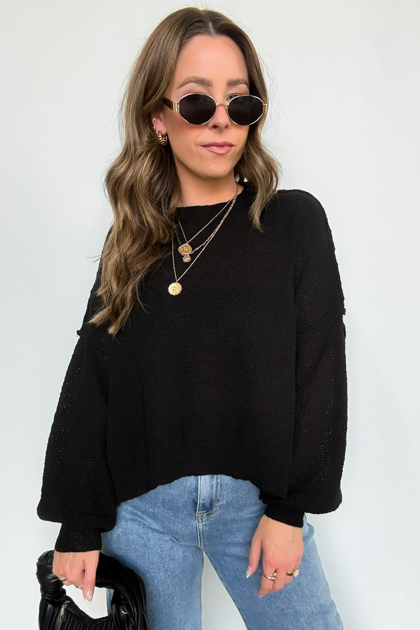 Carlina Mock Neck Side Slit Knit Sweater - FINAL SALE