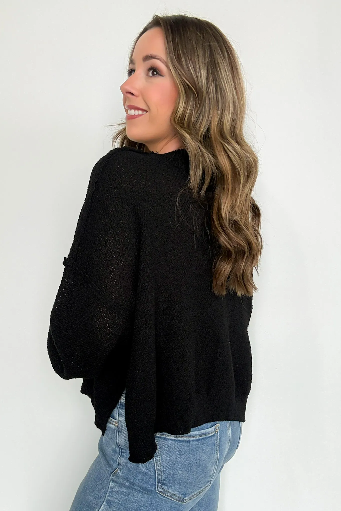Carlina Mock Neck Side Slit Knit Sweater - FINAL SALE