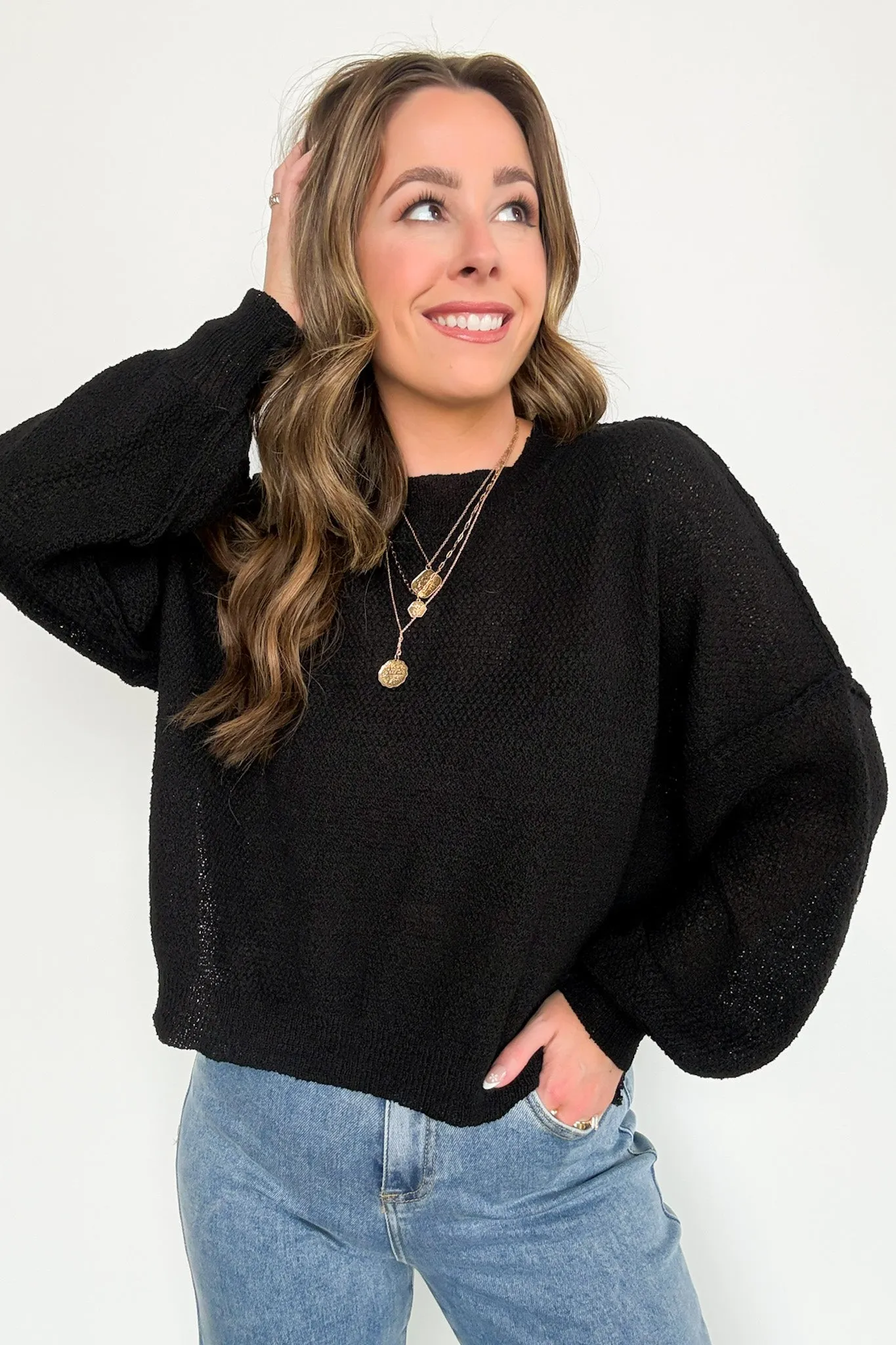 Carlina Mock Neck Side Slit Knit Sweater - FINAL SALE