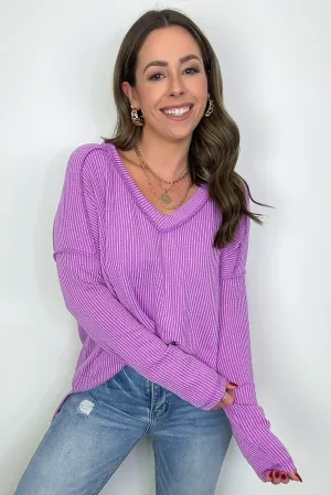 Carolena Rib Knit V-Neck Top
