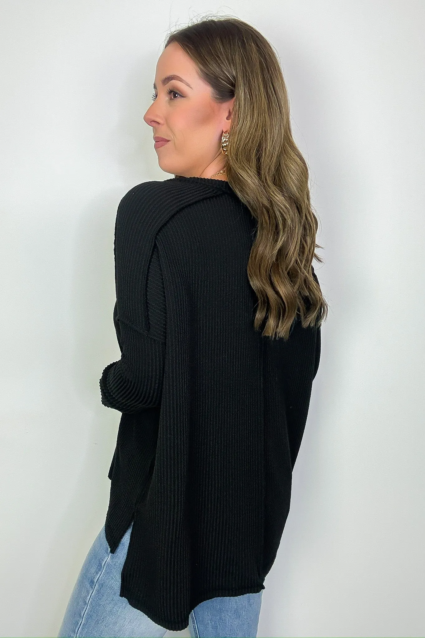 Carolena Rib Knit V-Neck Top