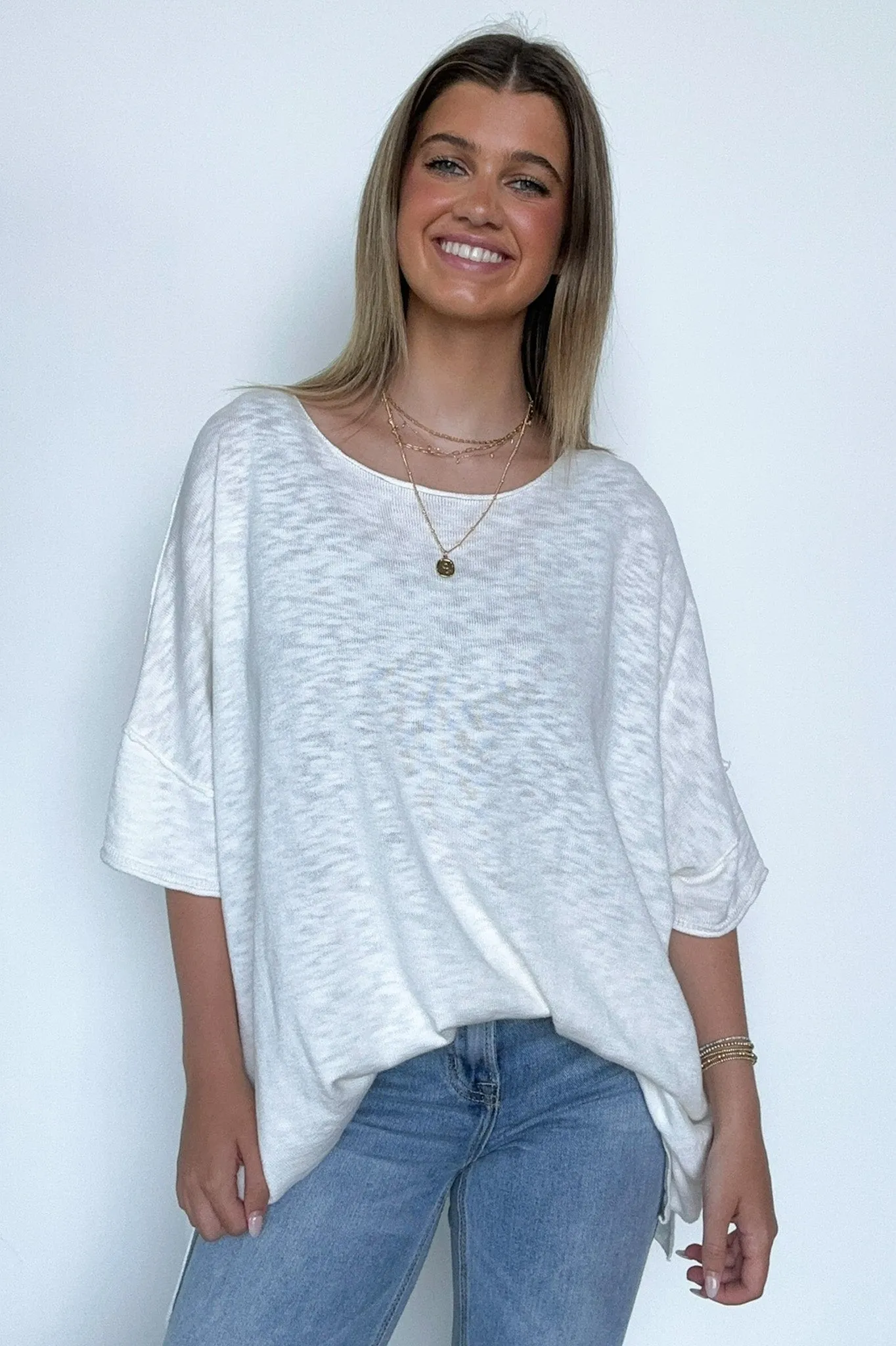 Casual Essence Raw Edge Oversized Top - FINAL SALE