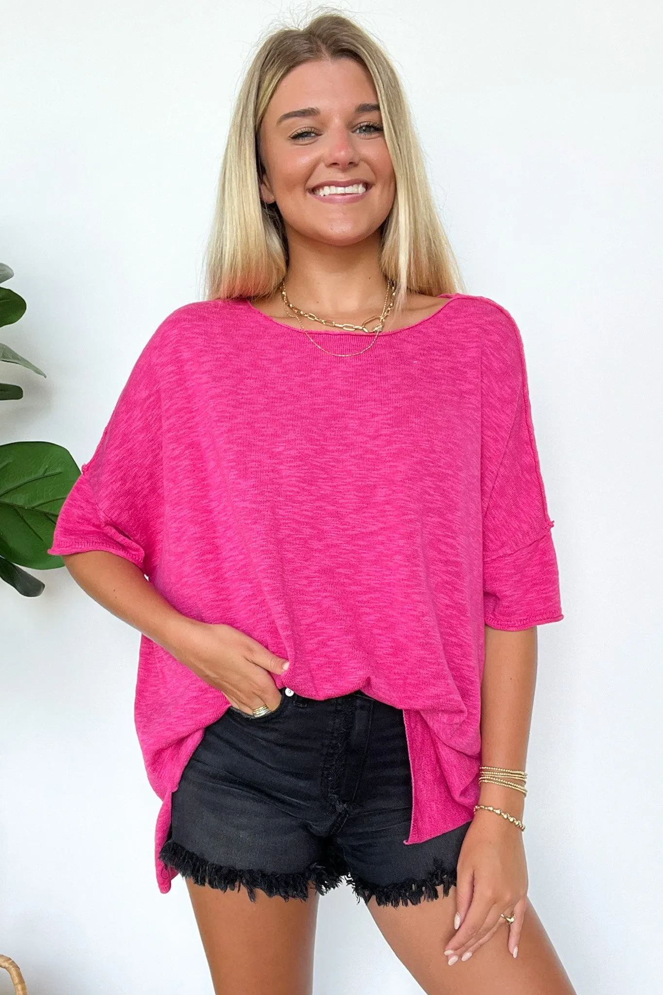 Casual Essence Raw Edge Oversized Top - FINAL SALE
