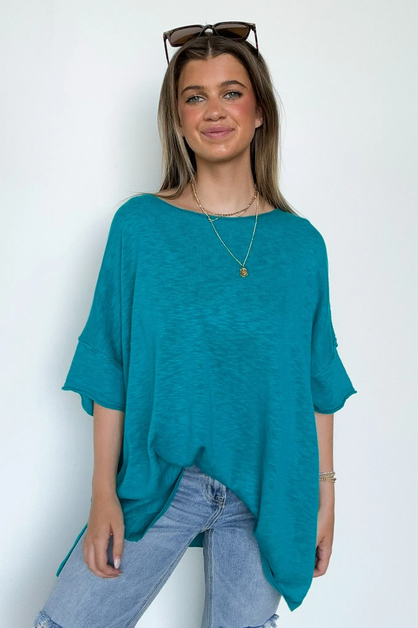 Casual Essence Raw Edge Oversized Top - FINAL SALE