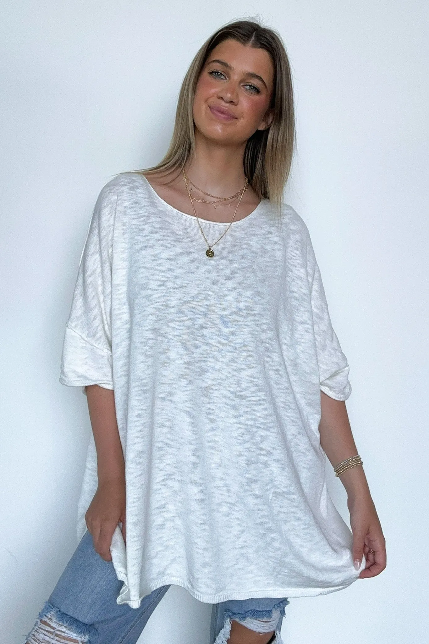 Casual Essence Raw Edge Oversized Top - FINAL SALE