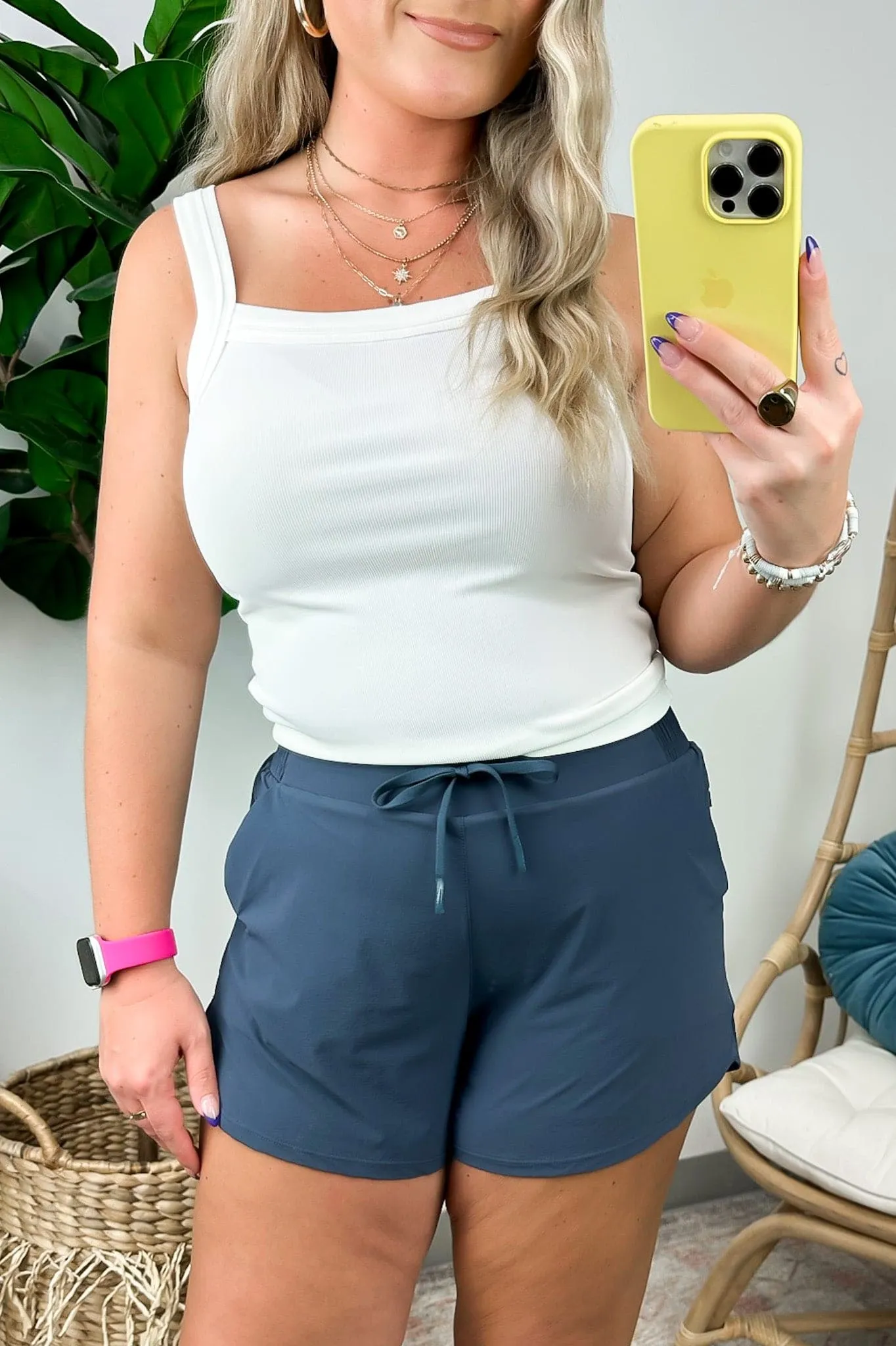 Cataniah Curved Hem Lined Athleisure Shorts - FINAL SALE