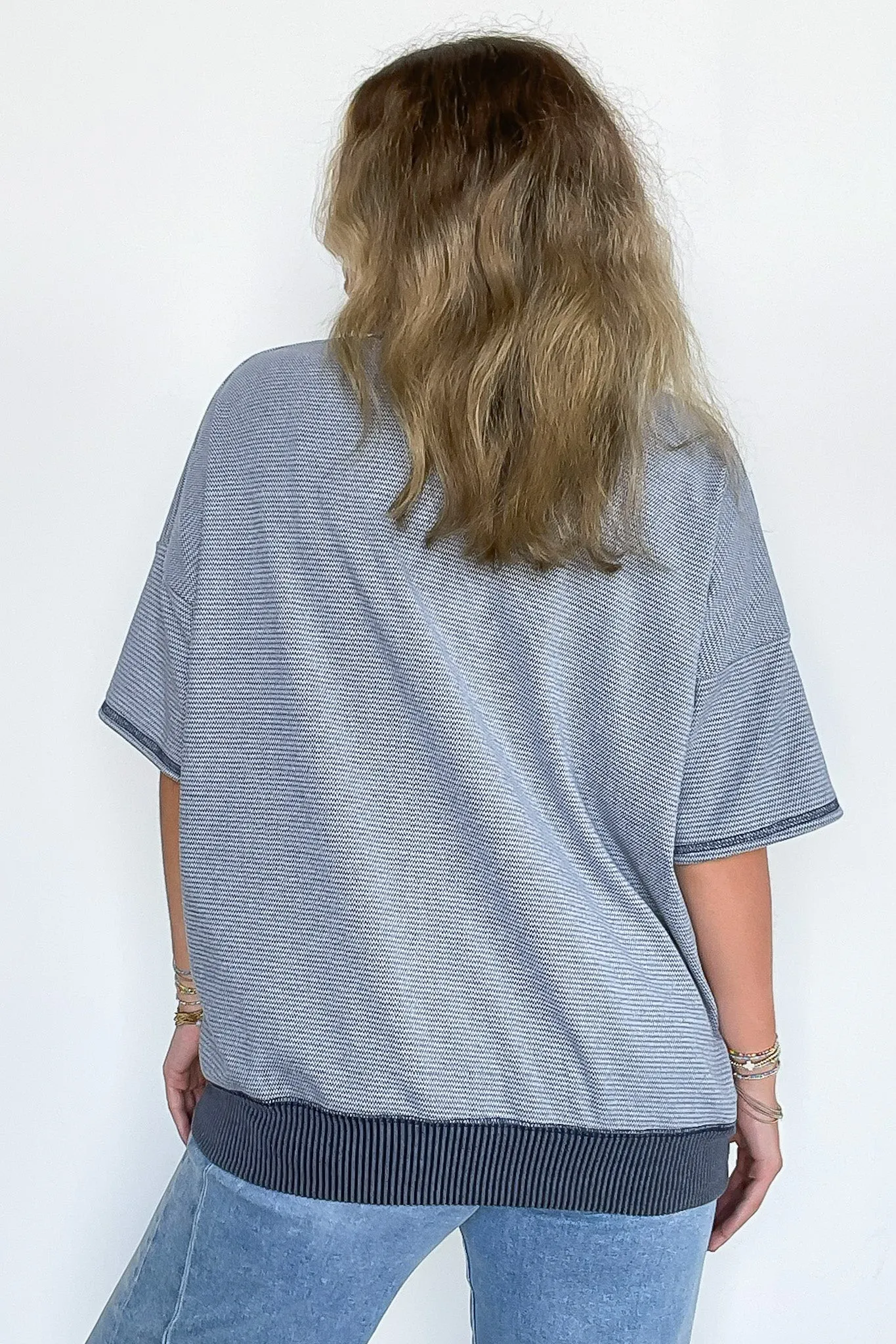 Cerise Striped Relaxed Fit Top