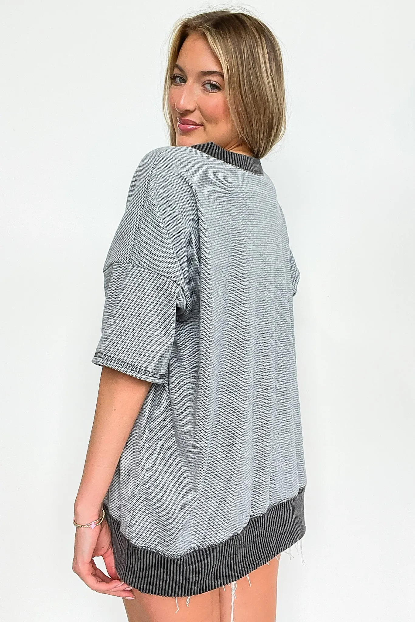 Cerise Striped Relaxed Fit Top