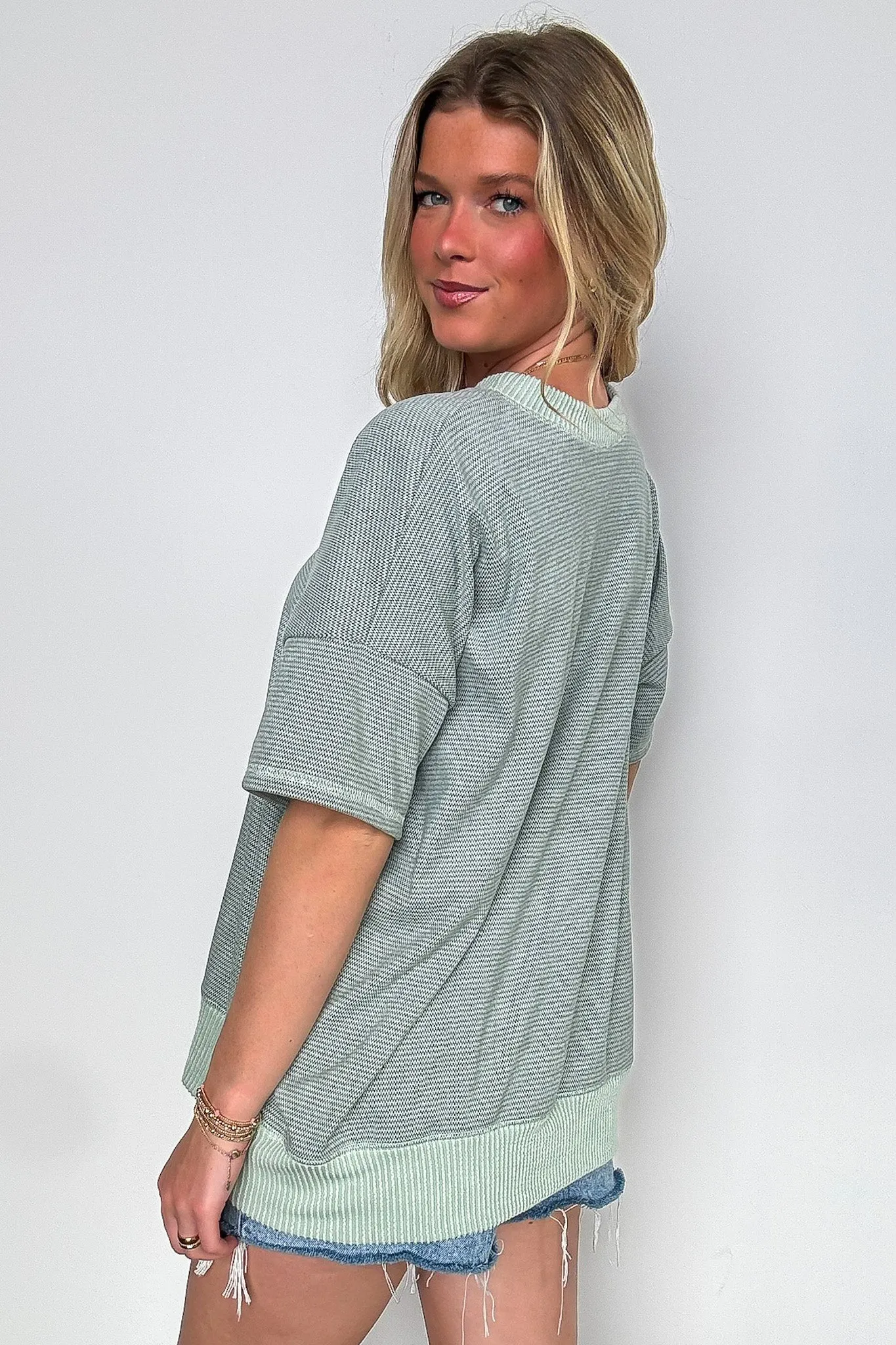 Cerise Striped Relaxed Fit Top