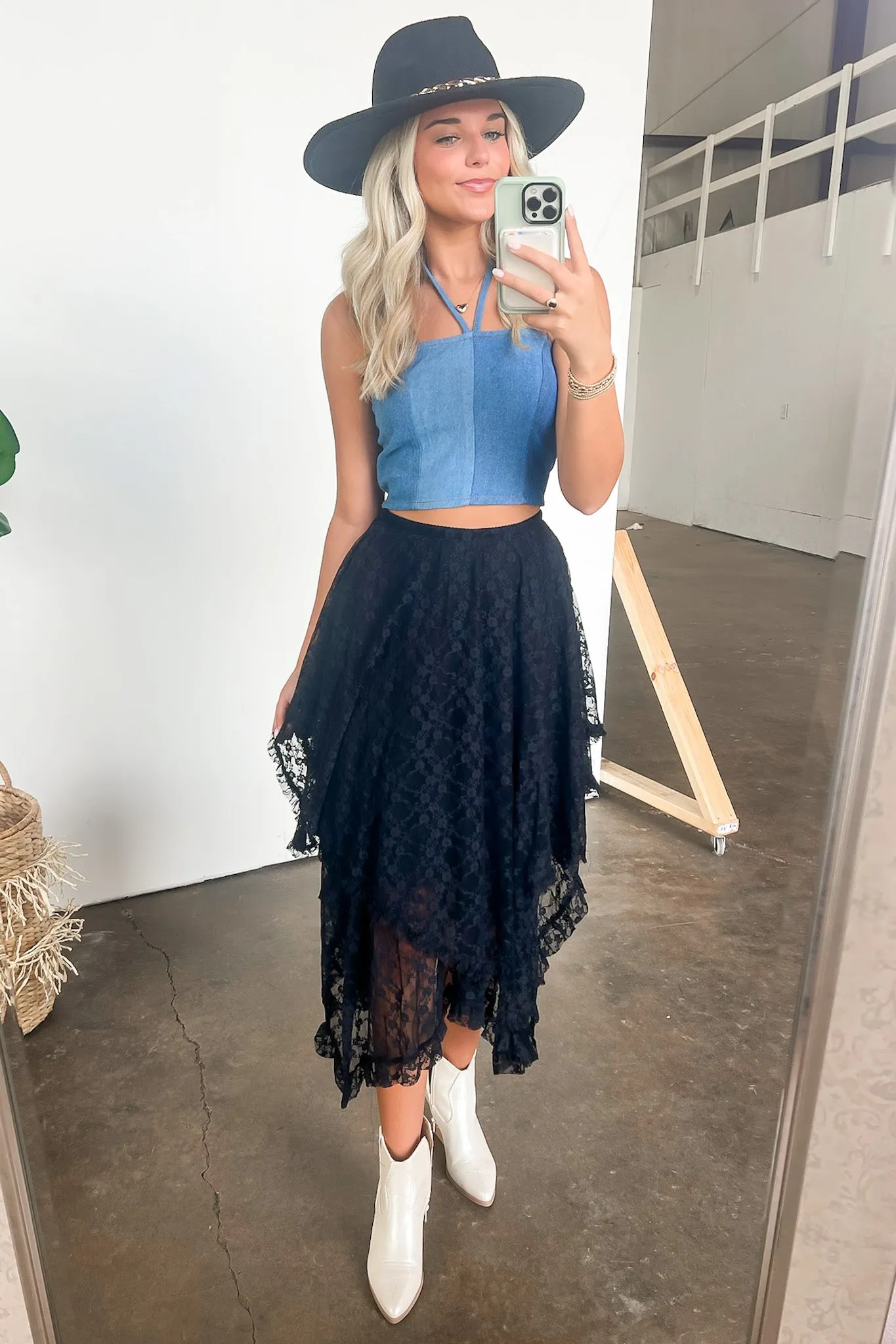 Chantelle Contrast Denim Halter Top - FINAL SALE