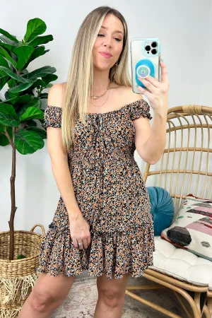 Charming Composure Cap Sleeve Floral Smocked Dress