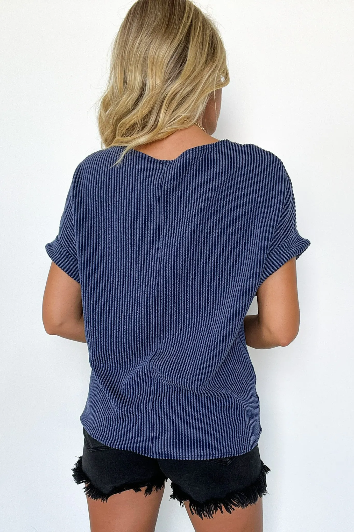 Chasing Sunsets Rib Knit Rolled Cuff Top - FINAL SALE