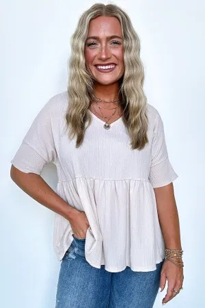 Chic Bliss Crinkle Gauze Babydoll Peplum Top - FINAL SALE