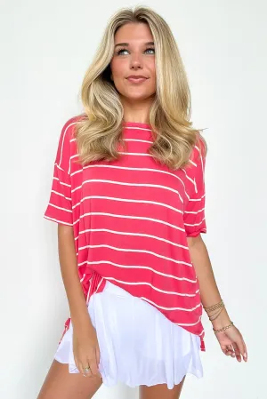 Cierra Striped Jersey Side Slit Top - BACK IN STOCK