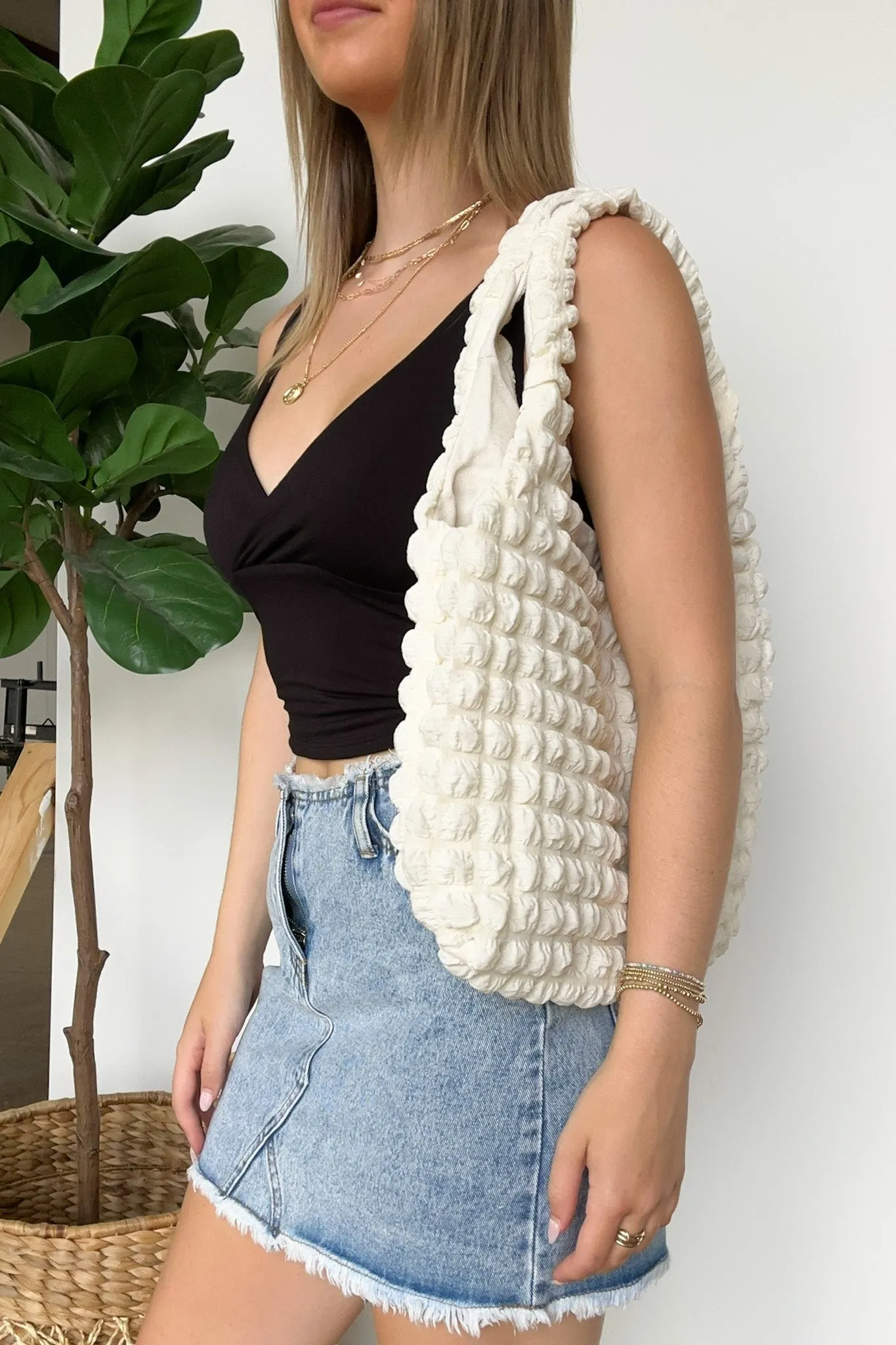 Cloud Puffy Quilted Tote Bag