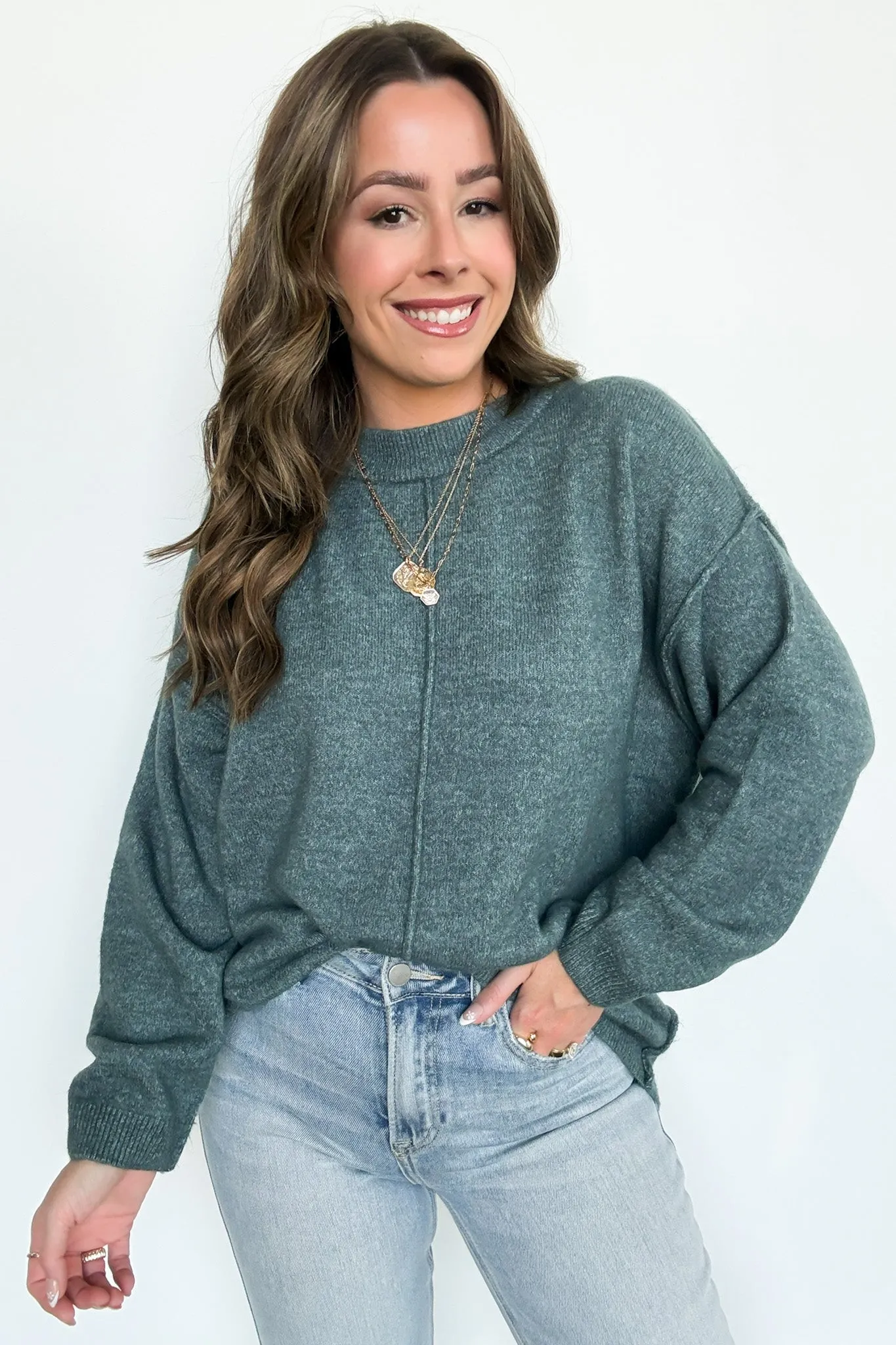 Comfort Code Front Seam Round Neck Sweater - BACK IN STOCK