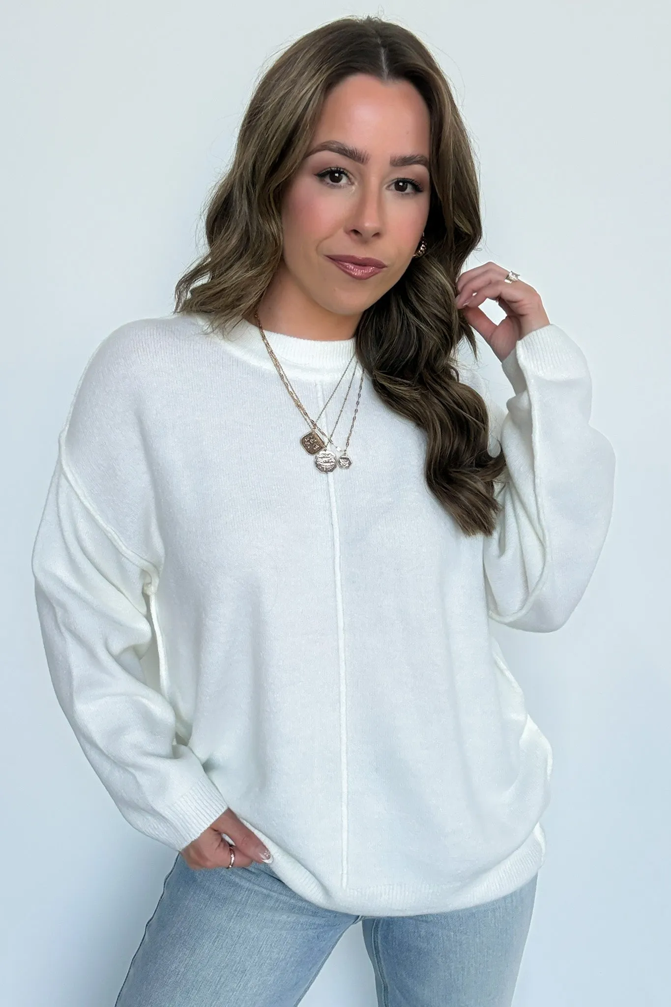 Comfort Code Front Seam Round Neck Sweater - BACK IN STOCK