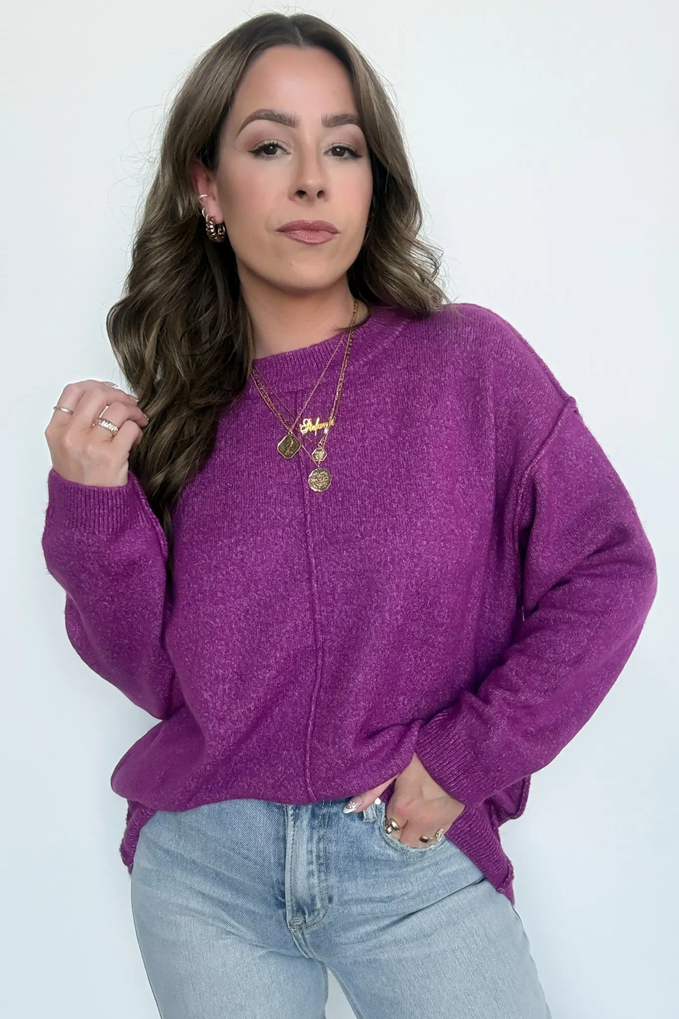 Comfort Code Front Seam Round Neck Sweater - BACK IN STOCK