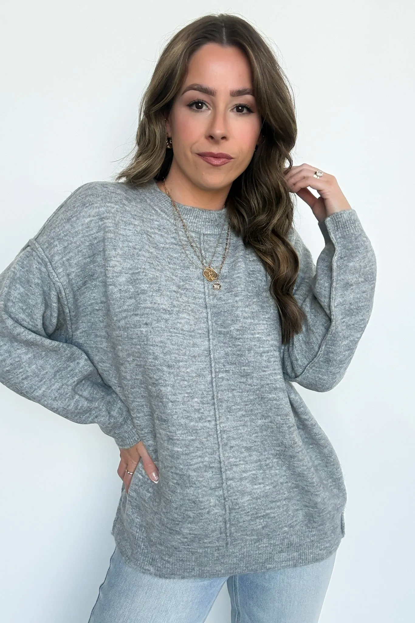 Comfort Code Front Seam Round Neck Sweater - BACK IN STOCK