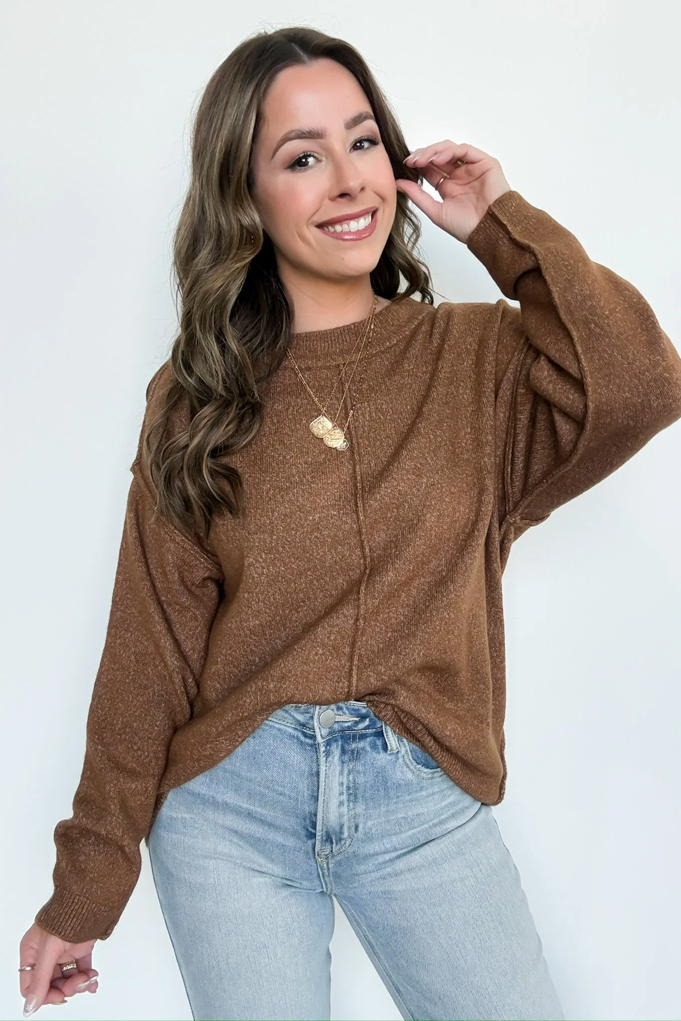 Comfort Code Front Seam Round Neck Sweater - BACK IN STOCK