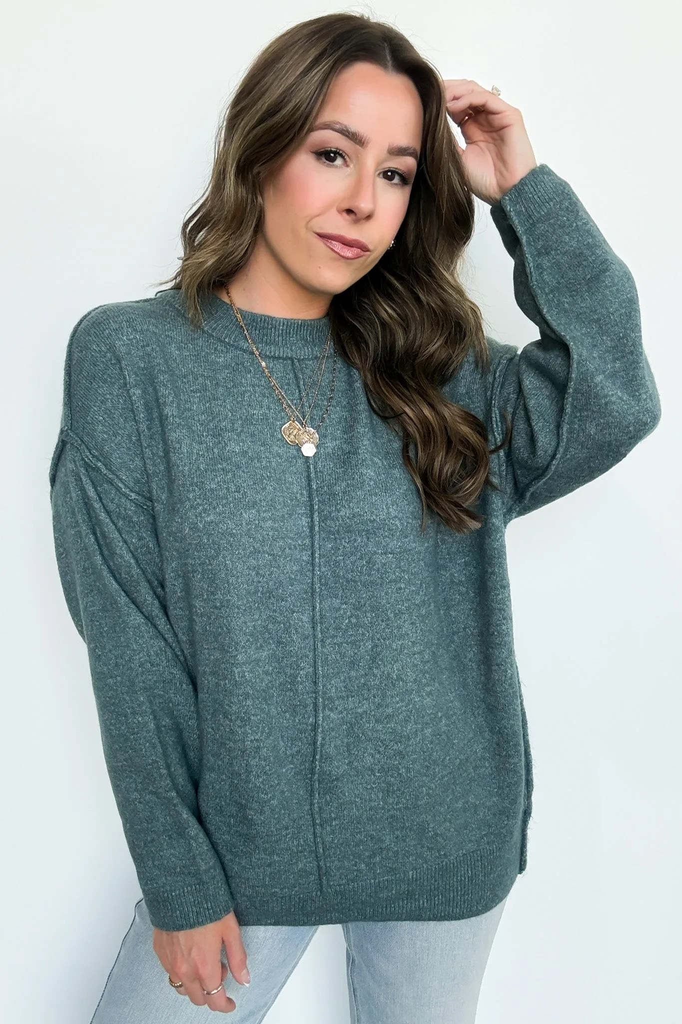 Comfort Code Front Seam Round Neck Sweater - BACK IN STOCK