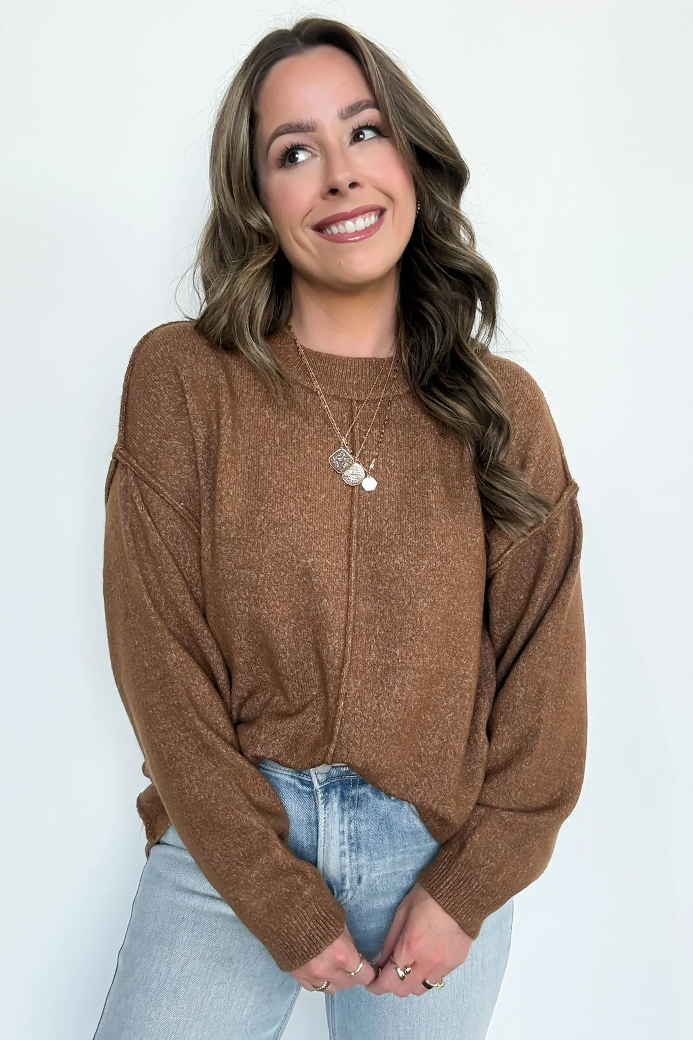 Comfort Code Front Seam Round Neck Sweater - BACK IN STOCK