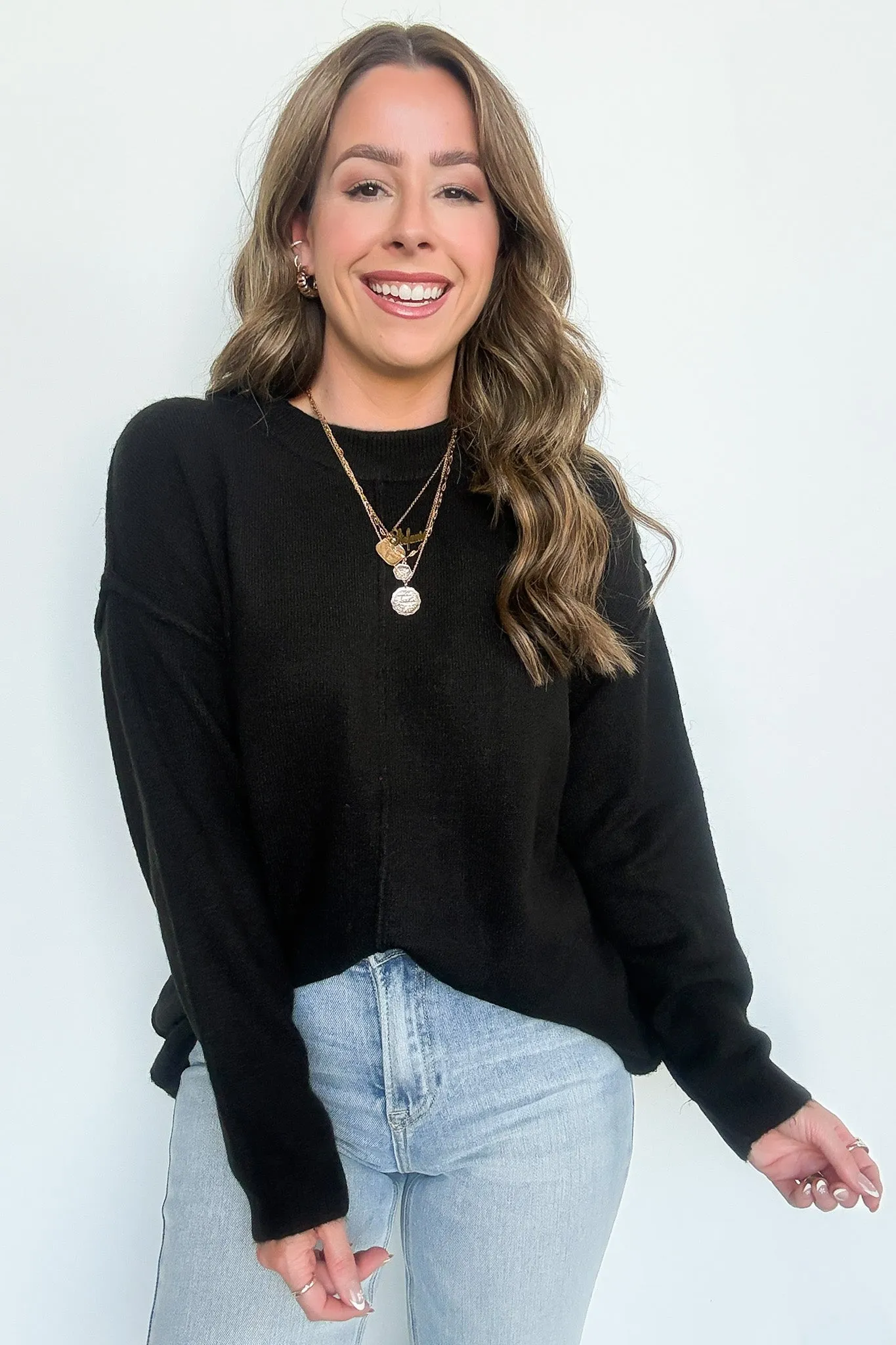 Comfort Code Front Seam Round Neck Sweater - BACK IN STOCK