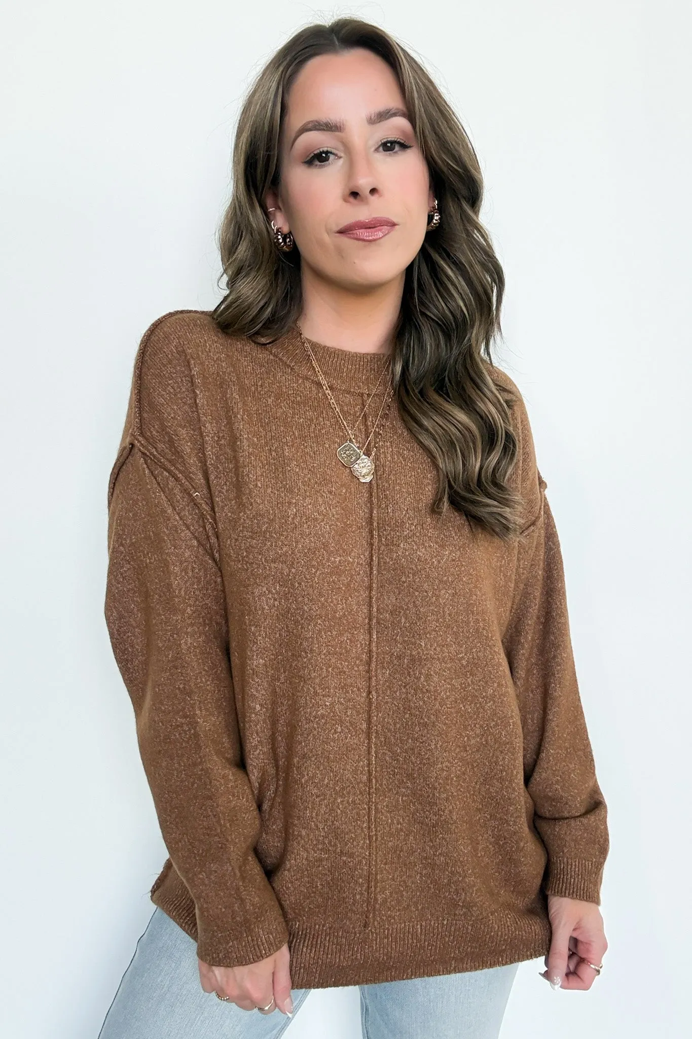 Comfort Code Front Seam Round Neck Sweater - BACK IN STOCK
