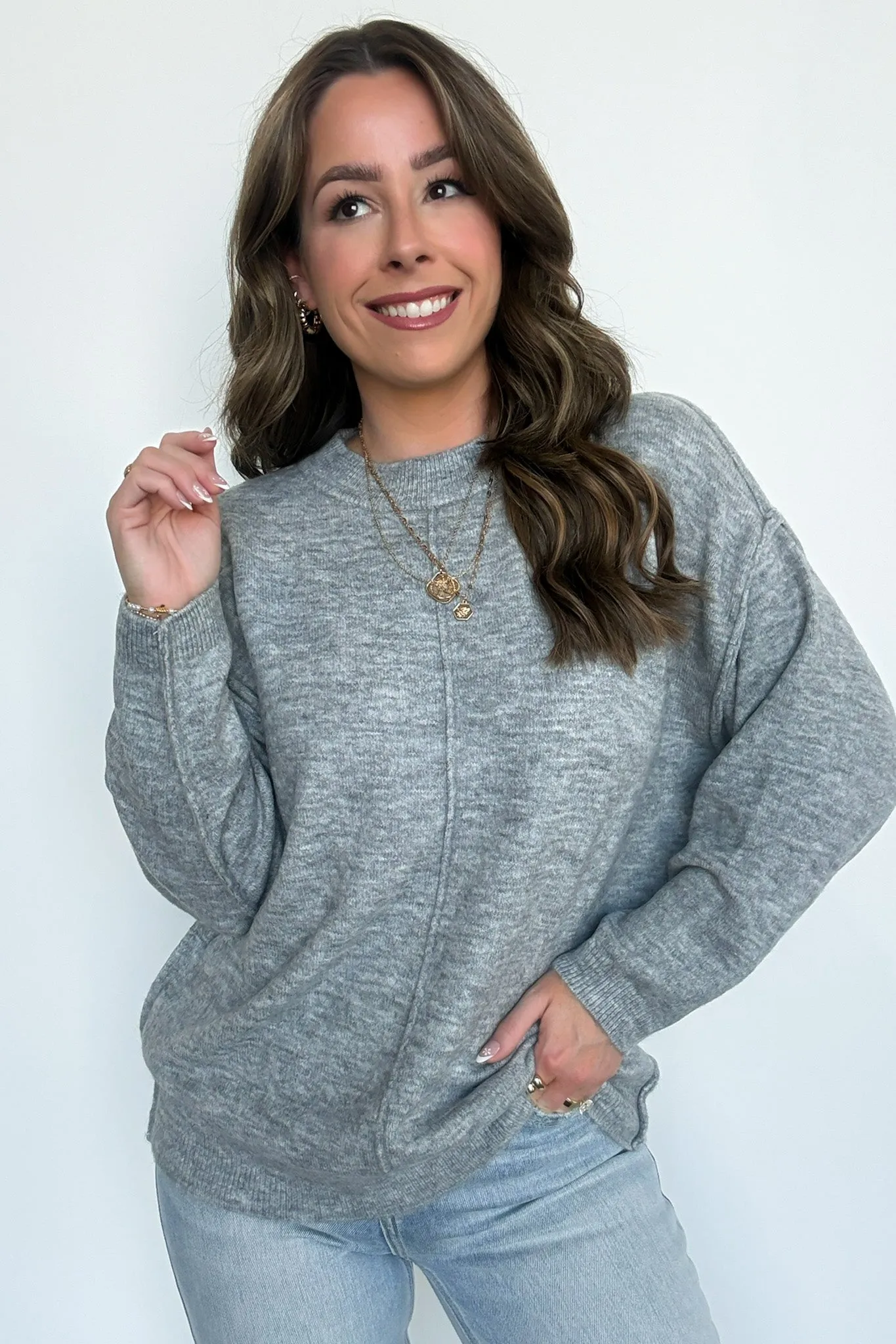 Comfort Code Front Seam Round Neck Sweater - BACK IN STOCK