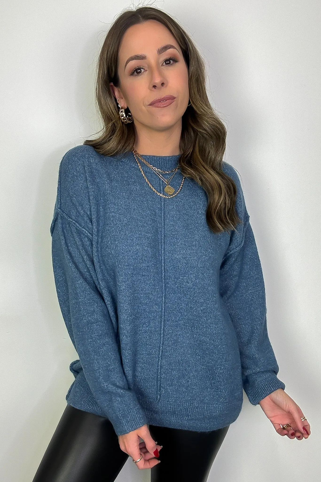 Comfort Code Front Seam Round Neck Sweater - BACK IN STOCK