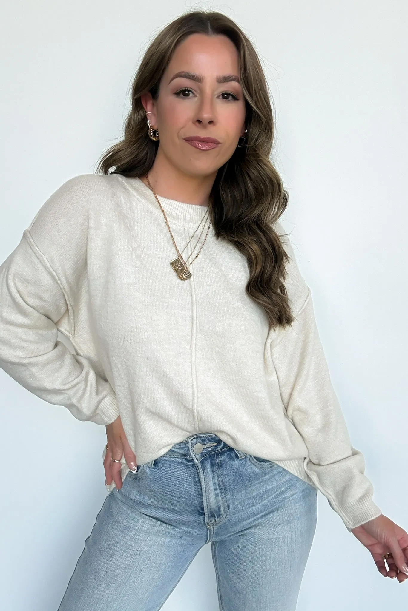Comfort Code Front Seam Round Neck Sweater - BACK IN STOCK