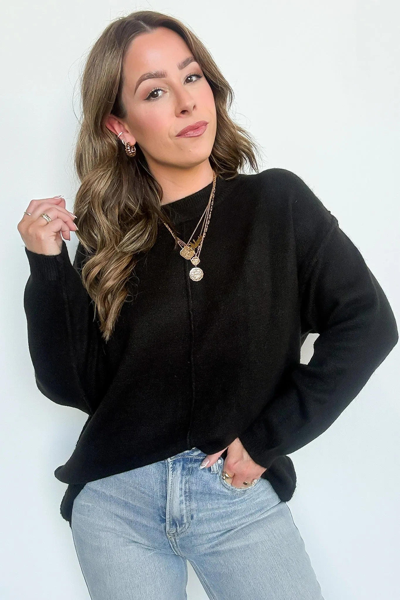 Comfort Code Front Seam Round Neck Sweater - BACK IN STOCK