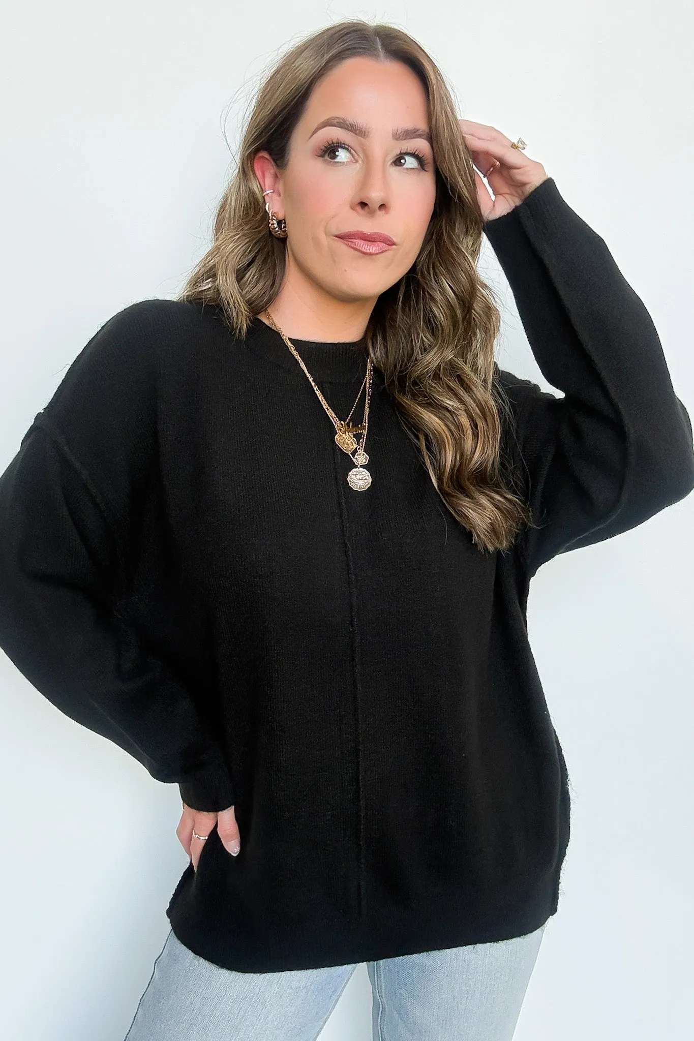 Comfort Code Front Seam Round Neck Sweater - BACK IN STOCK
