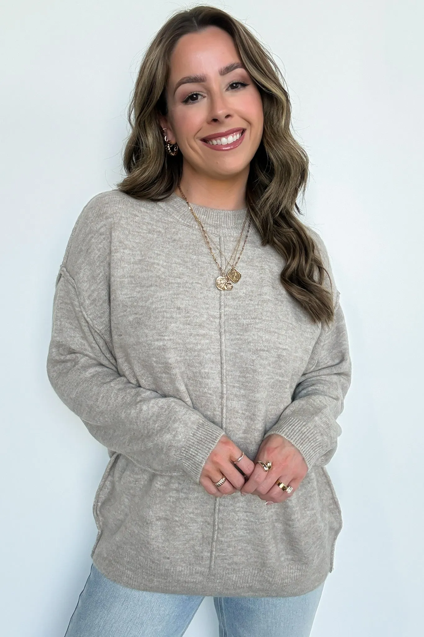 Comfort Code Front Seam Round Neck Sweater - BACK IN STOCK