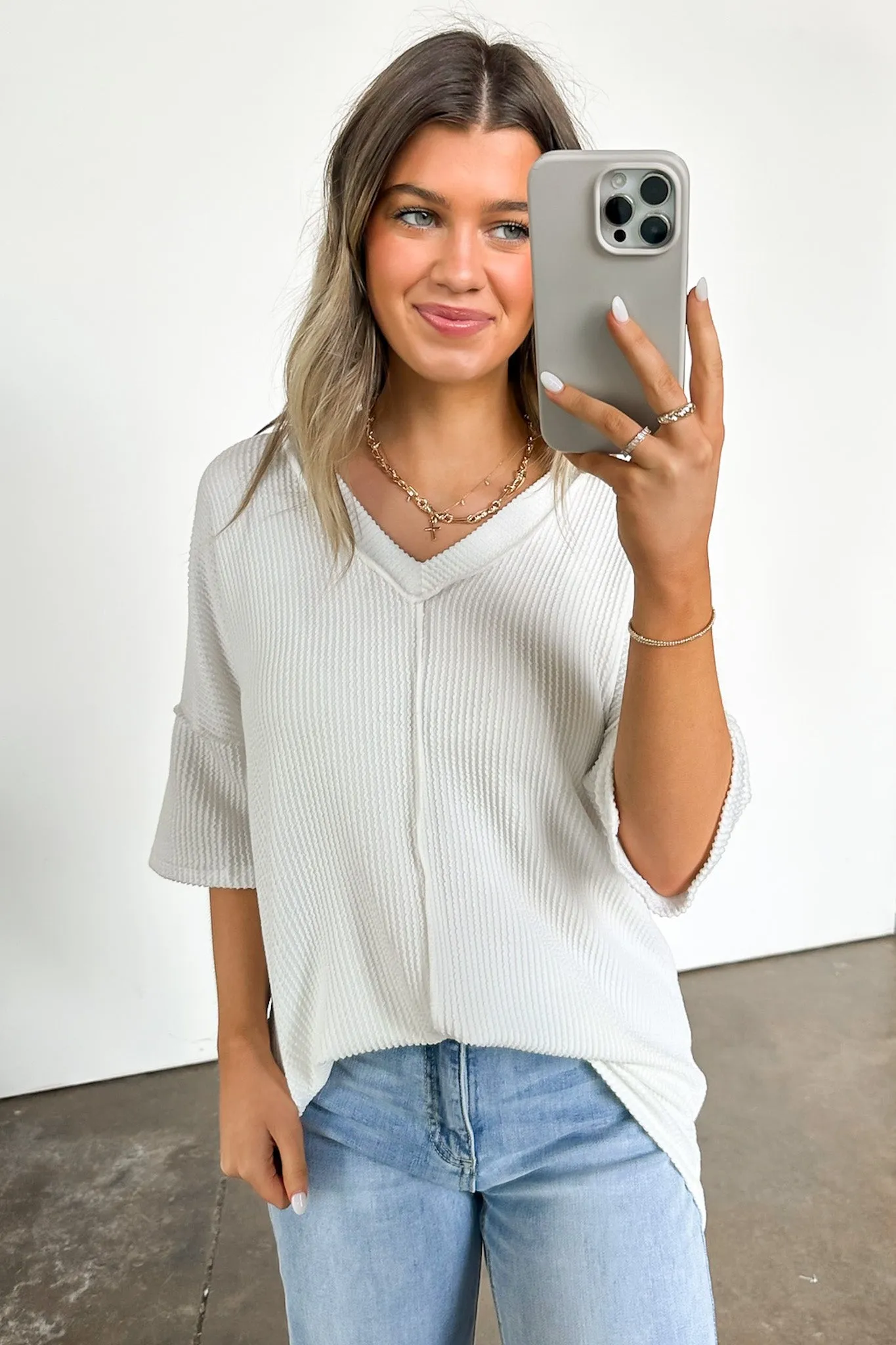 Conner Rib Knit Raw Edge Top - FINAL SALE