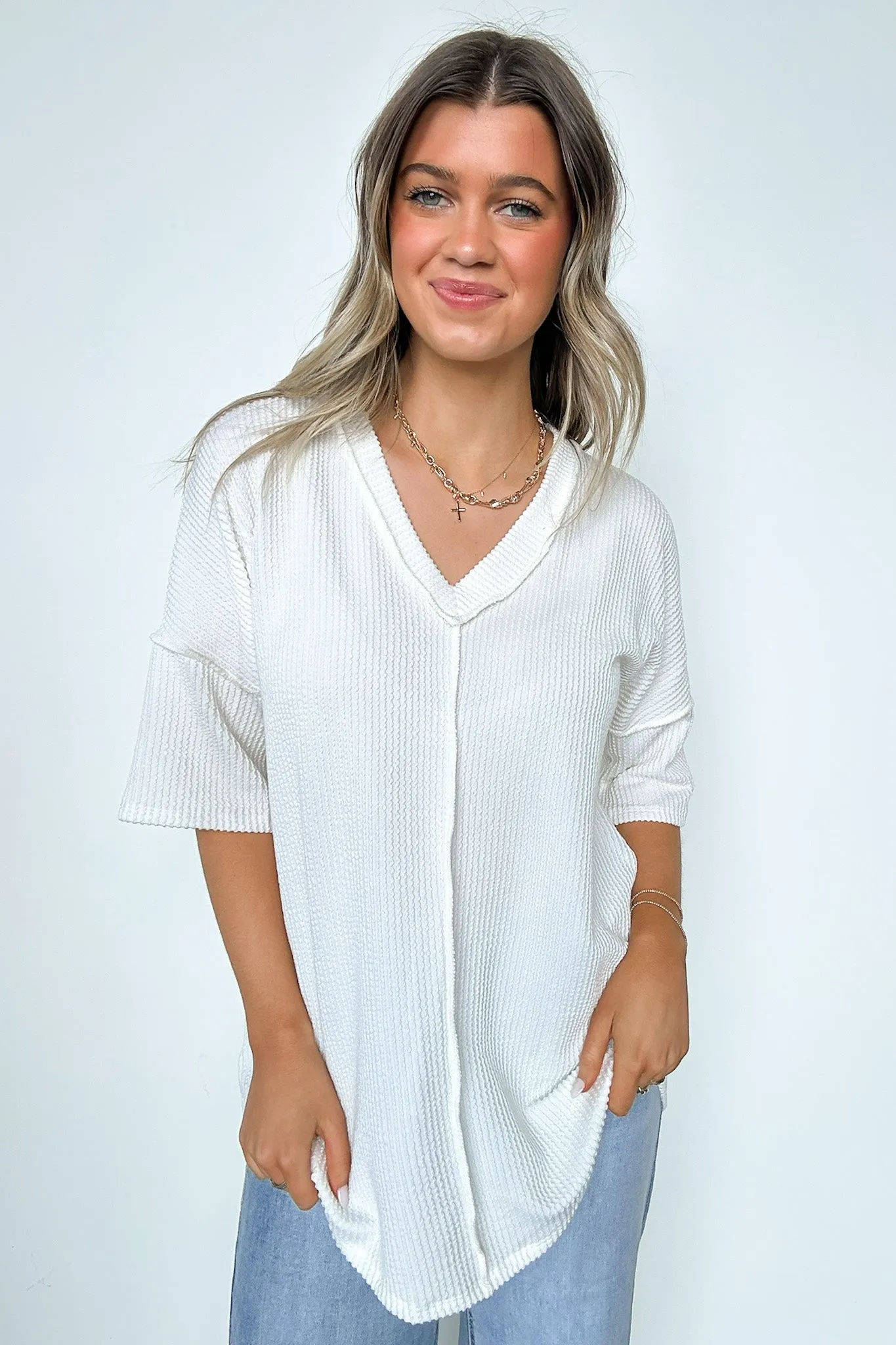 Conner Rib Knit Raw Edge Top - FINAL SALE