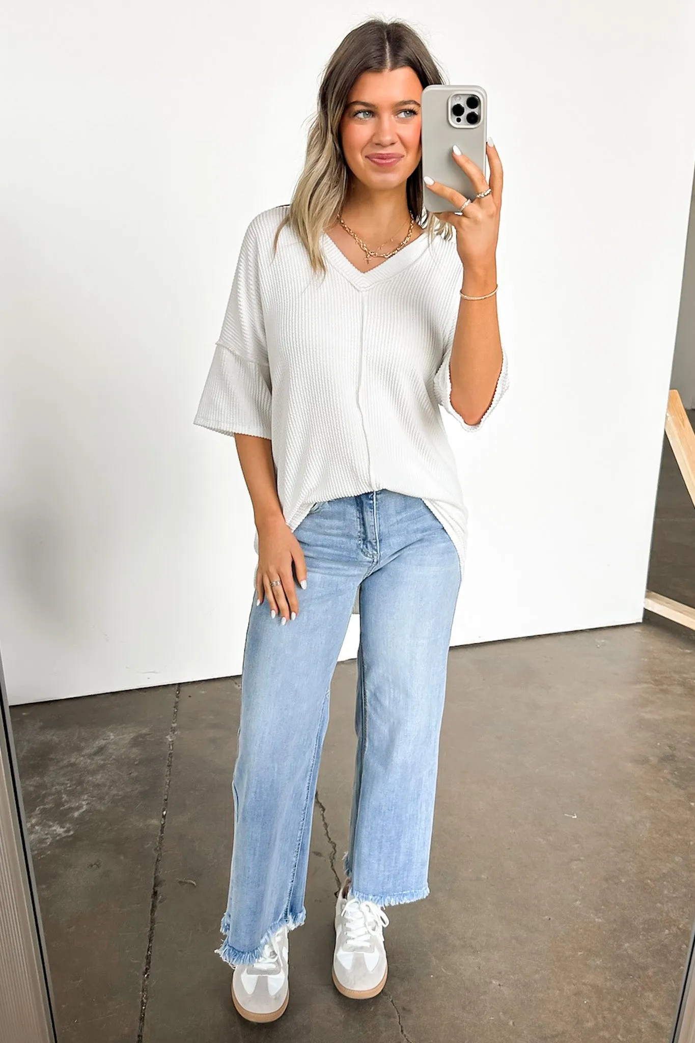 Conner Rib Knit Raw Edge Top - FINAL SALE