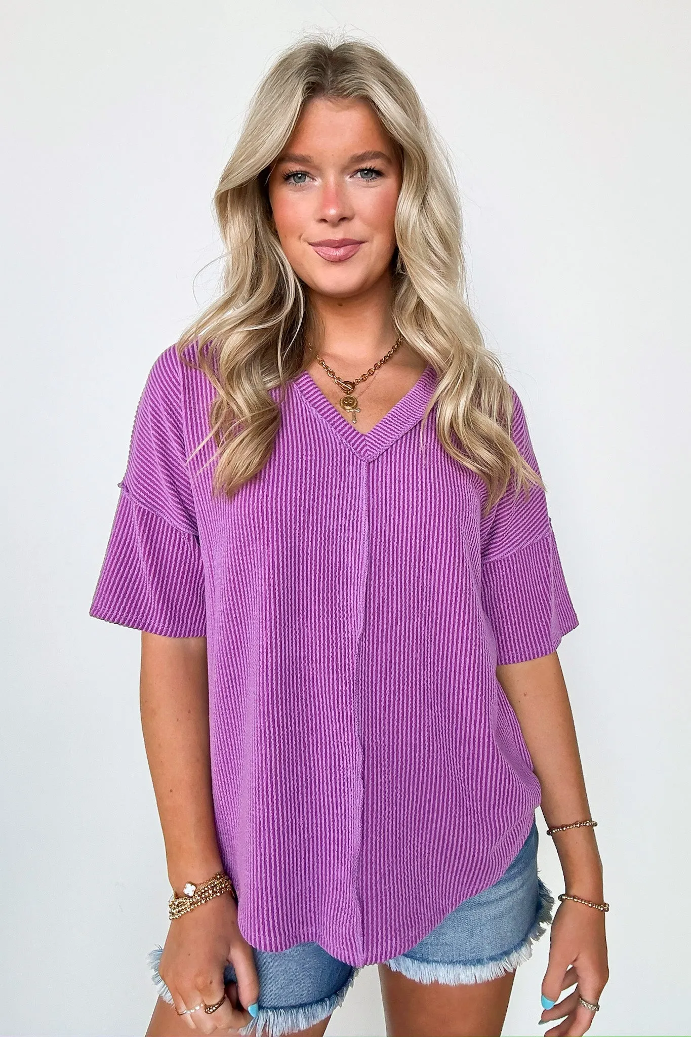 Conner Rib Knit Raw Edge Top - FINAL SALE