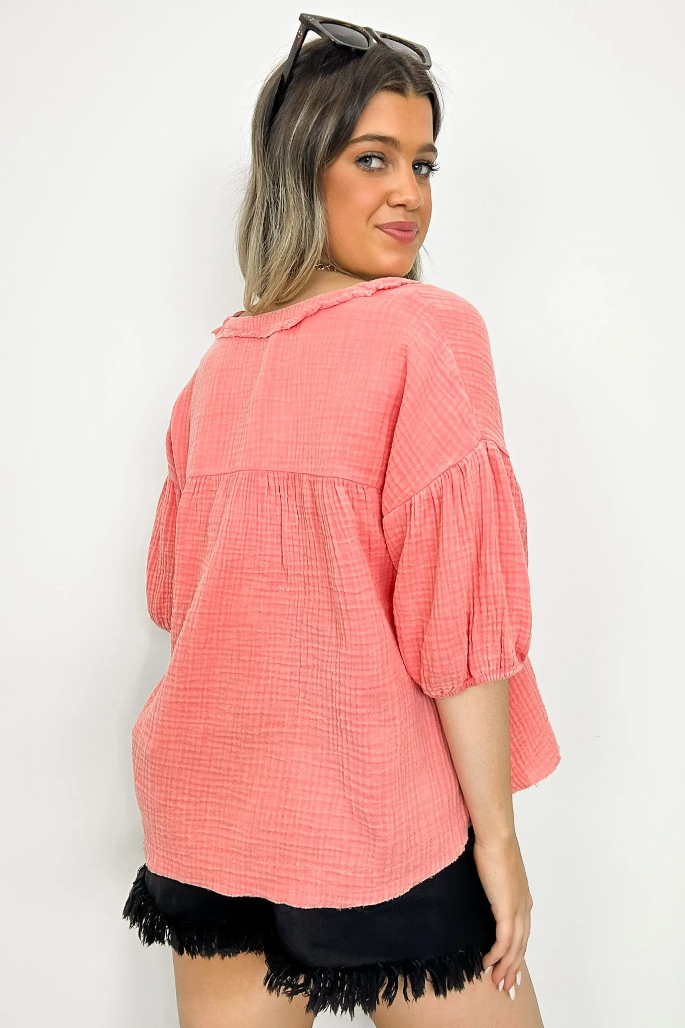 Connors V-Neck Babydoll Top - FINAL SALE