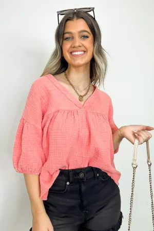 Connors V-Neck Babydoll Top - FINAL SALE