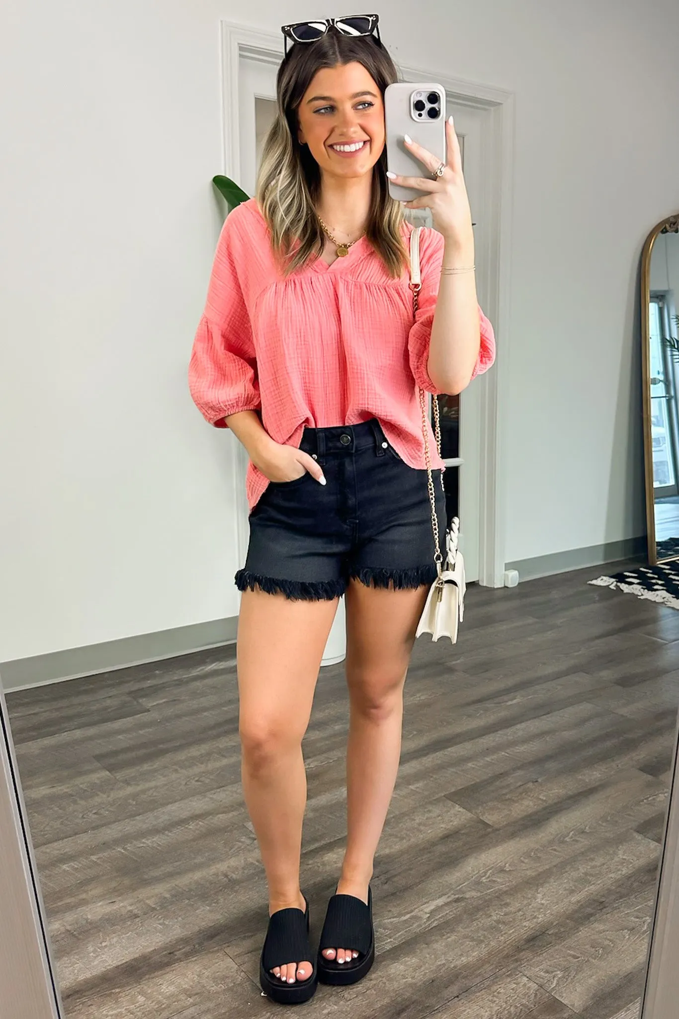 Connors V-Neck Babydoll Top - FINAL SALE