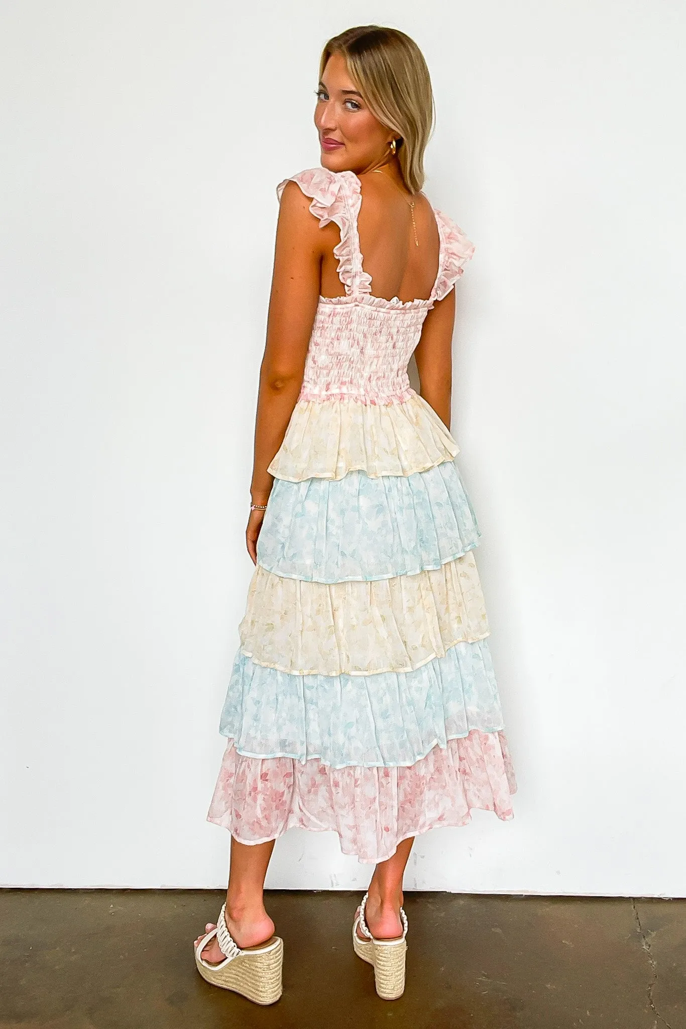 Coveted Sweetness Two Tone Tiered Smocked Dress