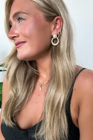 Coveted Vibes Pearl Croissant Hoop Drop Earrings